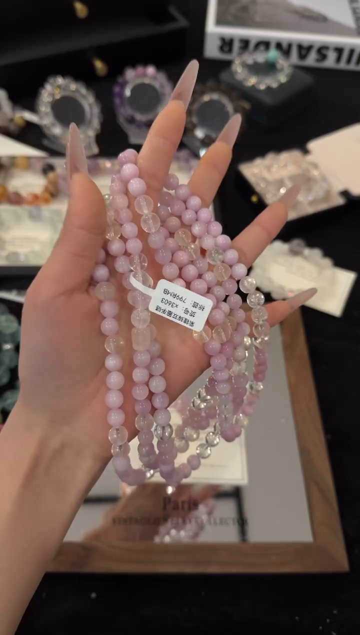 未镶嵌锂辉石手串紫锂辉双圈x3603