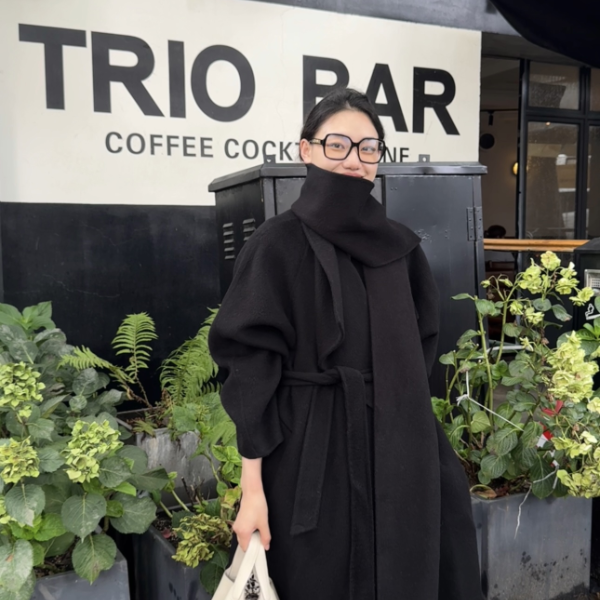 《气场全开》女士气质时尚设计师纯色双面毛呢大衣外套