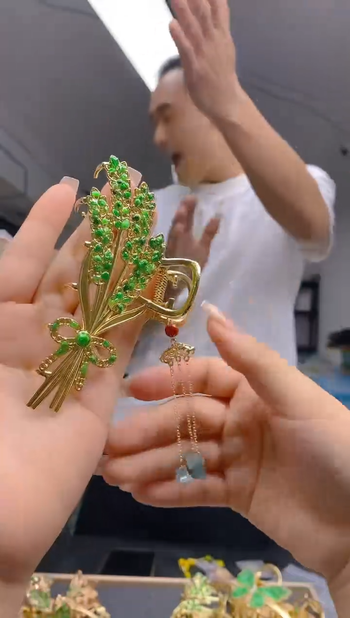 【闪购商品】翡翠耳饰合金113翡翠发簪