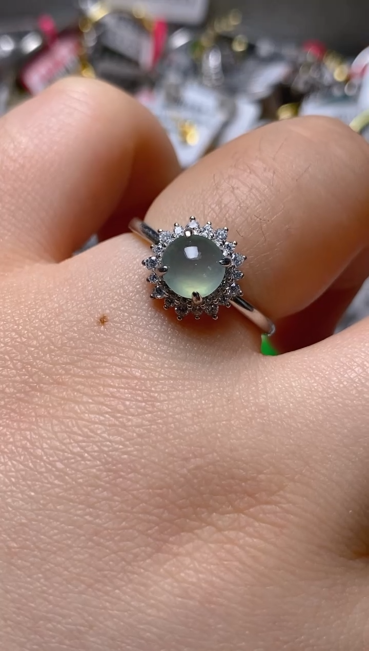 银S925镶嵌戒指翡翠百内无证书