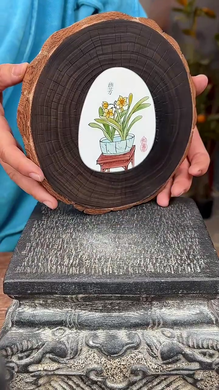 【闪购商品】摆件釉上彩+陶瓷银杏木茶盘杯托