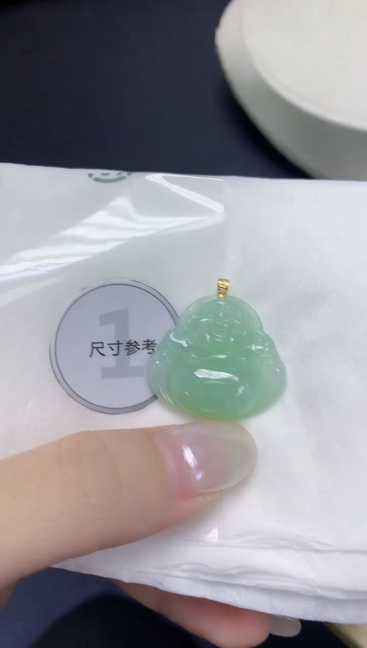 翡翠18K金镶嵌颈饰天然缅甸翡翠A货百元以上9元证书费自理