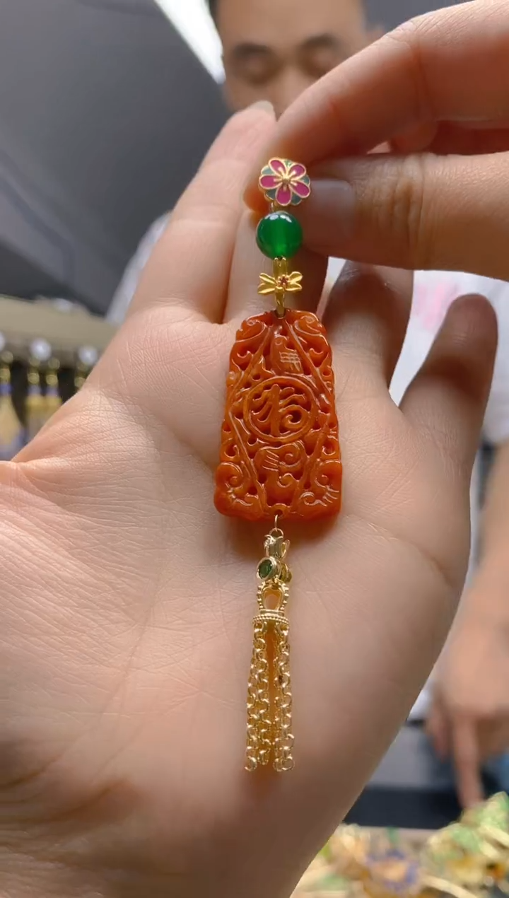 翡翠合金耳饰0485翡翠压襟