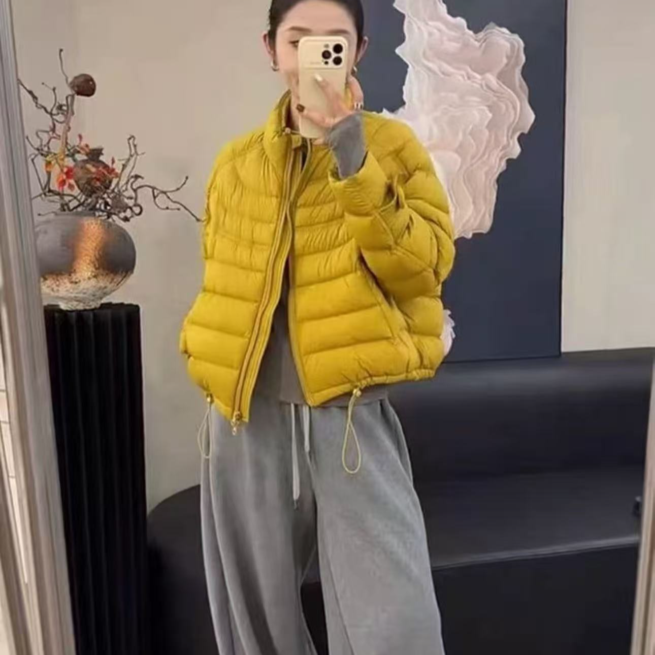 9906【衣长52】立领短款排骨国标50绒外套女冬季新款小个子休闲上衣