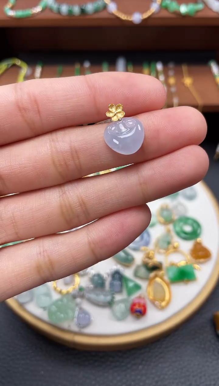 【闪购商品】翡翠吊坠(不含链)18K金镶嵌一个   JK677