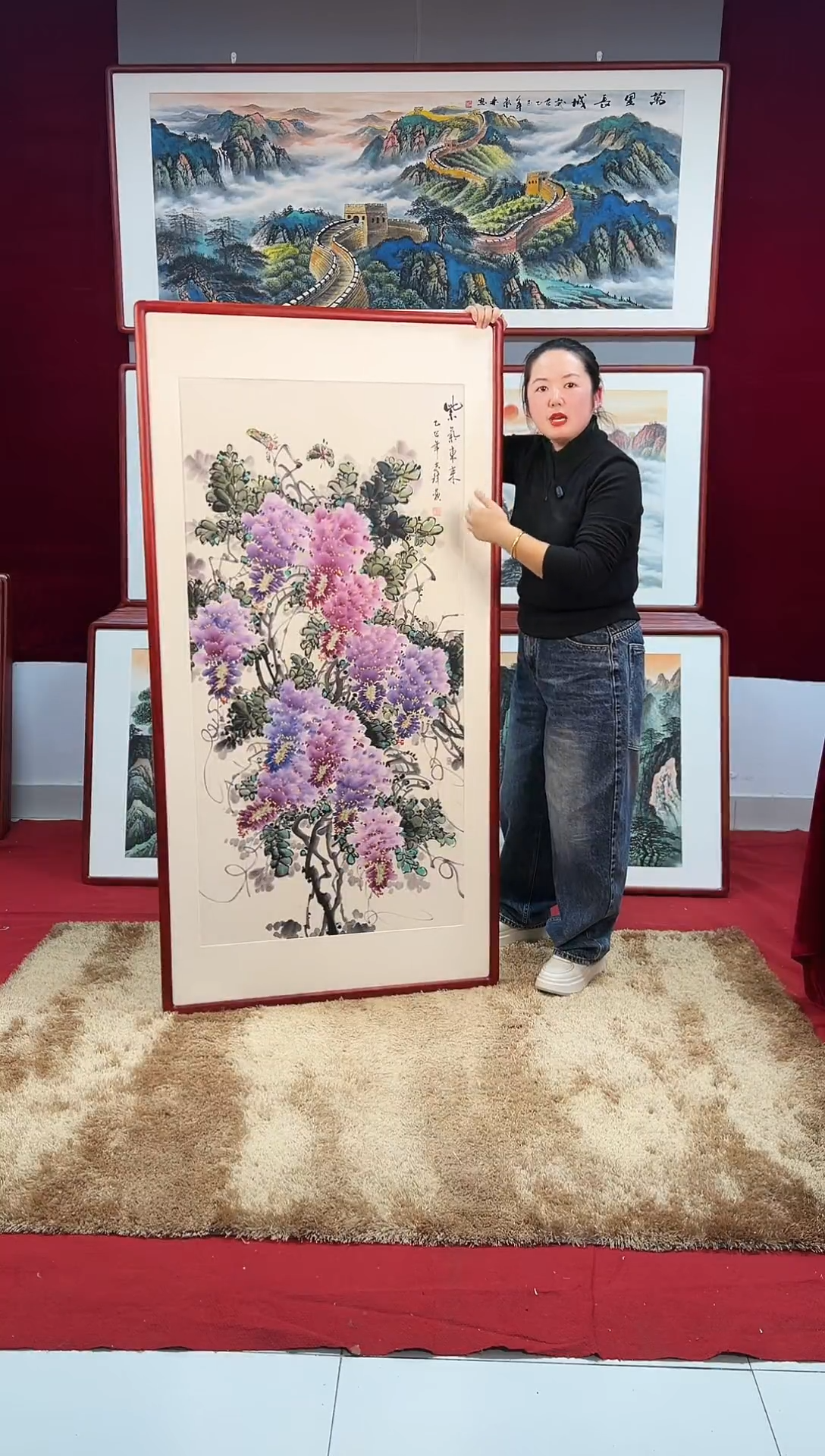 国画手绘紫藤163*83尺寸