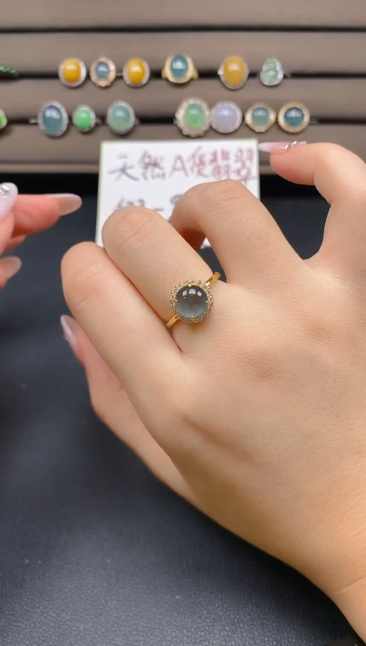 翡翠戒指银S925镶嵌10