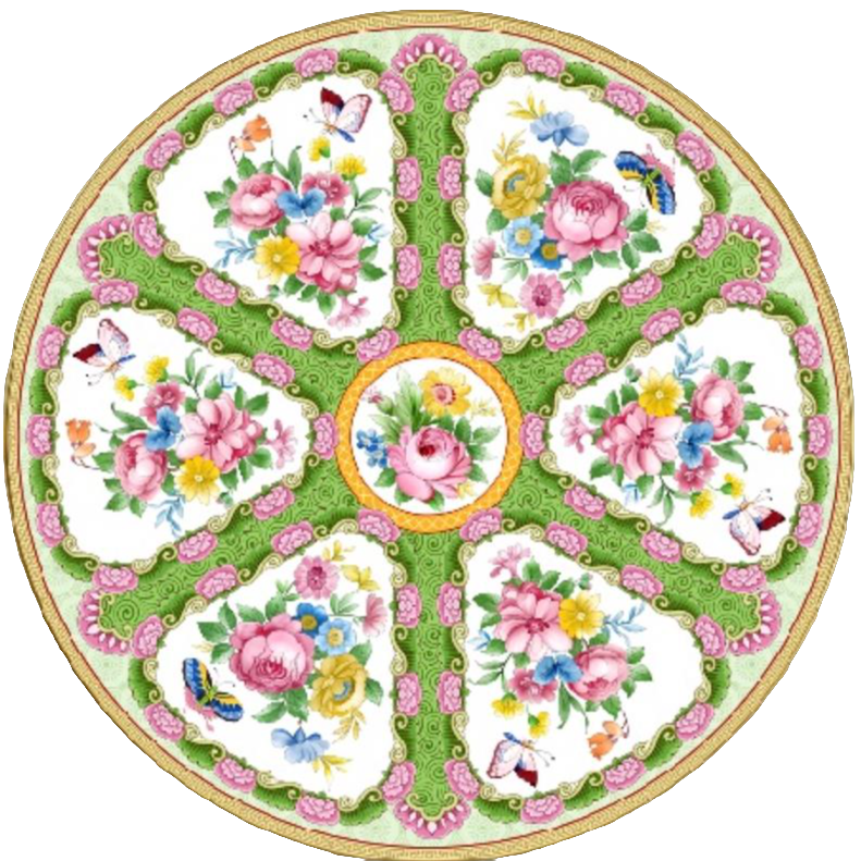 【奇居家居】高白瓷粉彩兰德平盘点心盘绿色19cm#D00050FR2