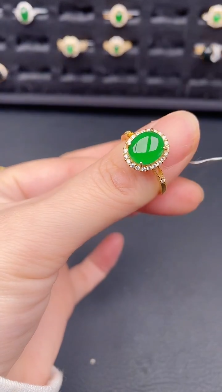 银S925镶嵌戒指翡翠天然a货翡翠97