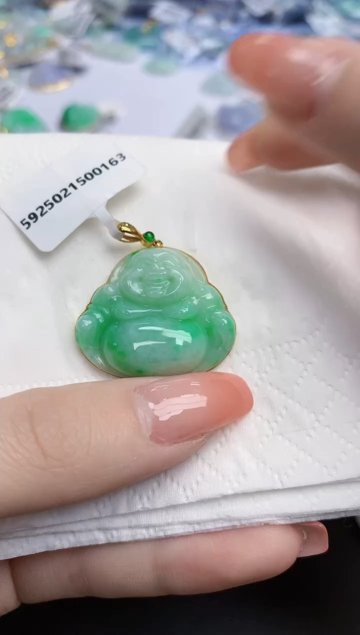 【闪购商品】翡翠颈饰18K金镶嵌天然缅甸翡翠A货