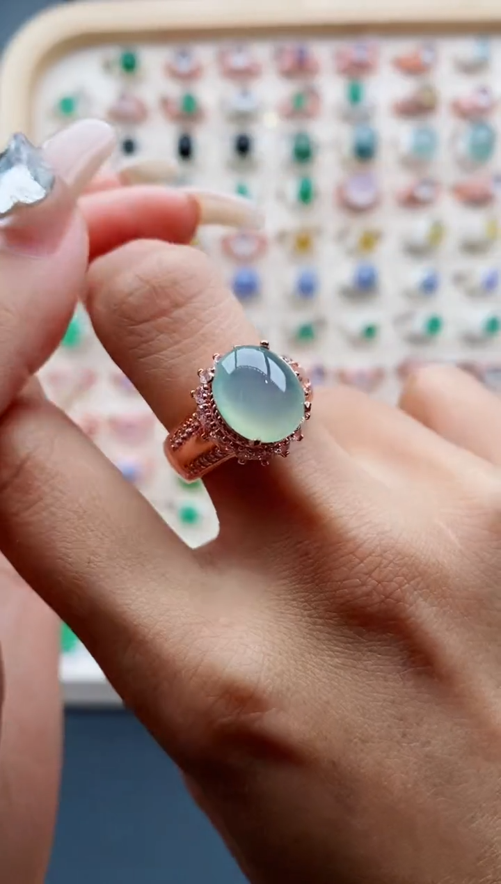 【闪购商品】翡翠戒指未镶嵌缅甸天然A货翡翠222  9+2