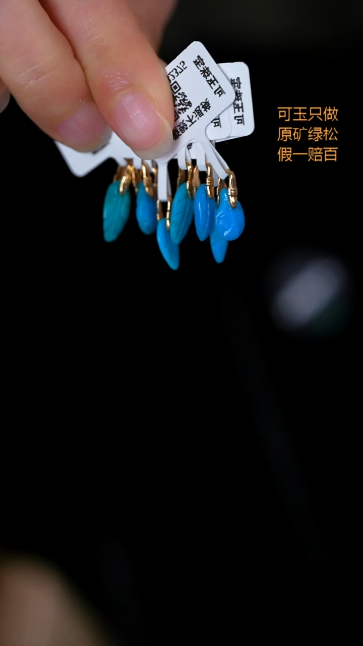 18K金镶嵌绿松石珠宝奇石羽毛多样性发一