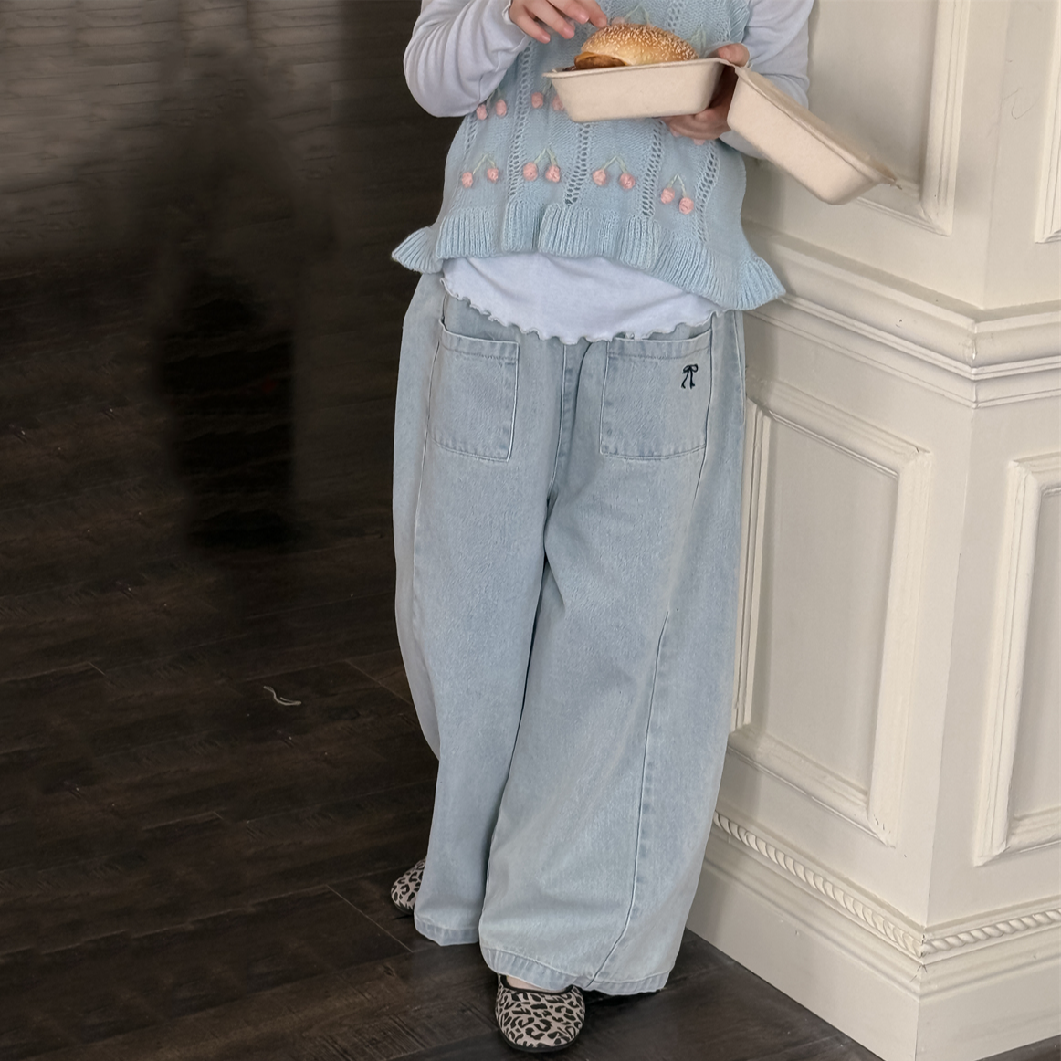 女童牛仔裤春秋款2025新款儿童洋气时髦直筒裤中大童休闲阔腿裤10