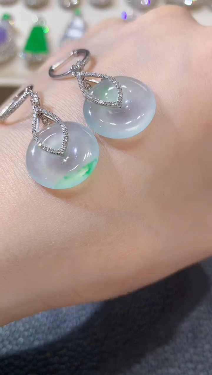 【闪购商品】翡翠耳饰18K金镶嵌A76翡翠