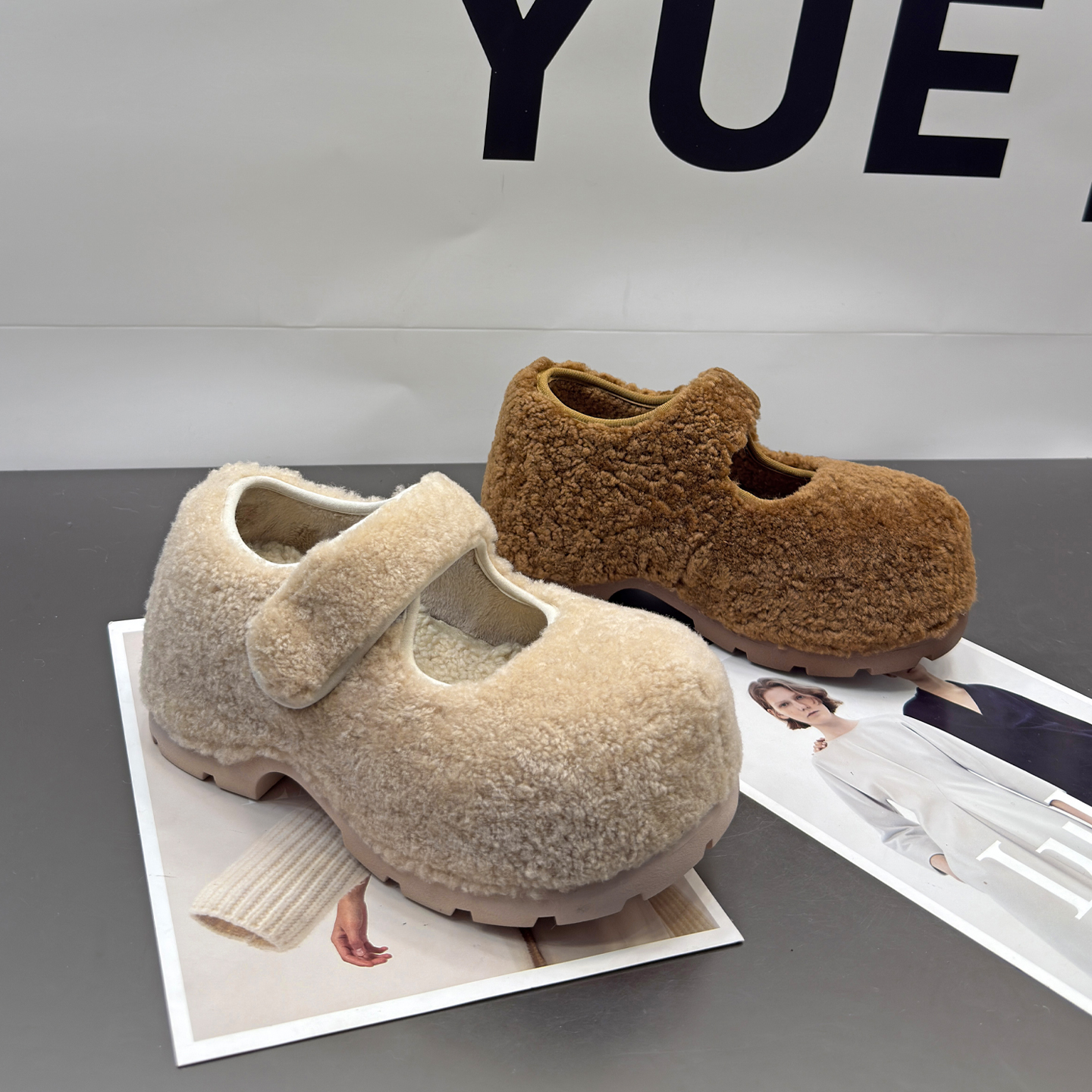 061-1真羊毛玛丽珍单鞋女大头秋冬新款内增高勃肯鞋厚底保暖棉鞋