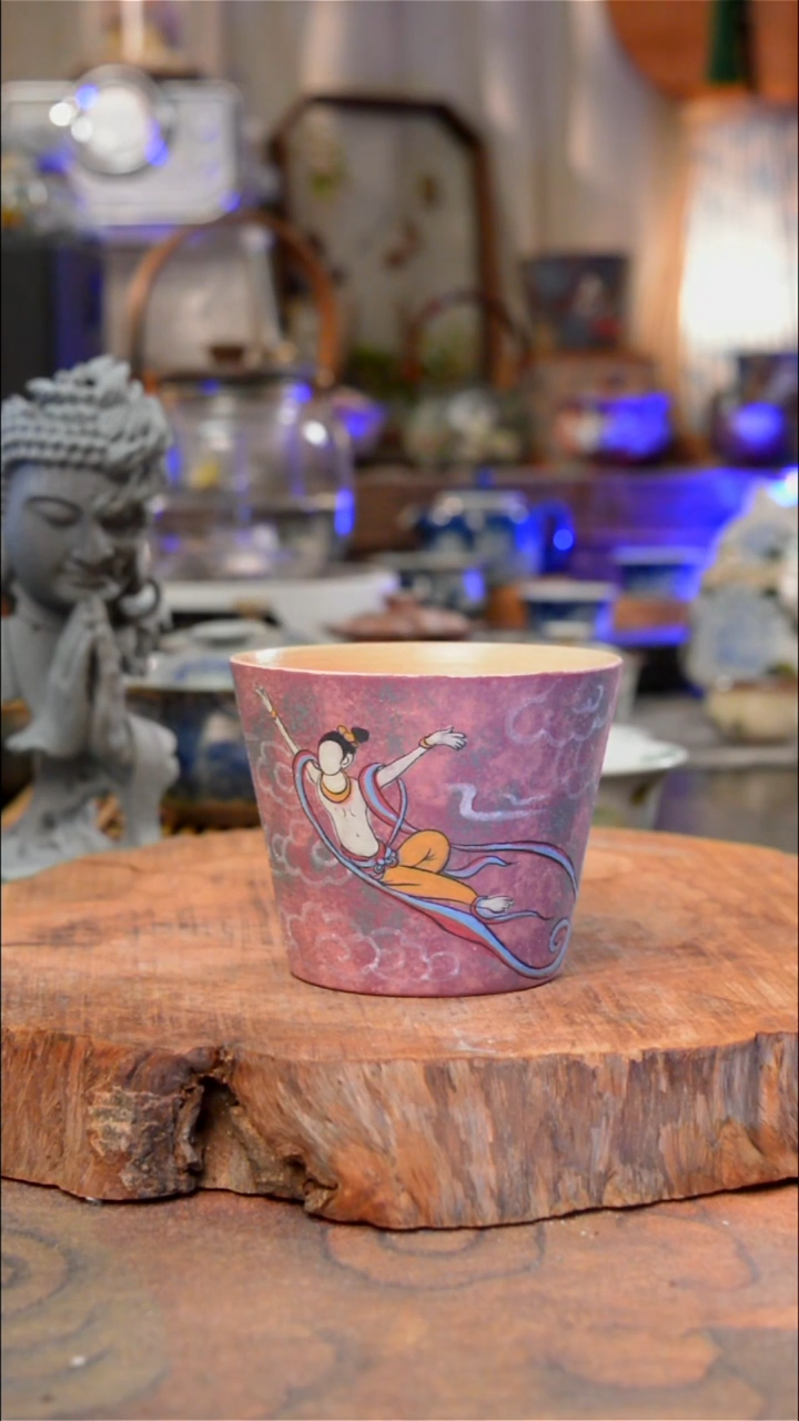 杯紫色景德镇陶泥手绘