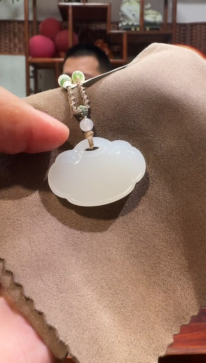 【闪购商品】和田玉吊坠未镶嵌1014白玉平安锁