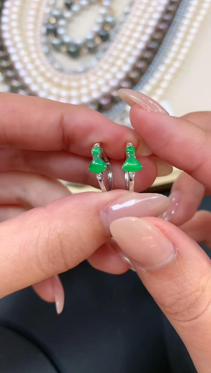 【闪购商品】翡翠耳饰18K金镶嵌A815|2980