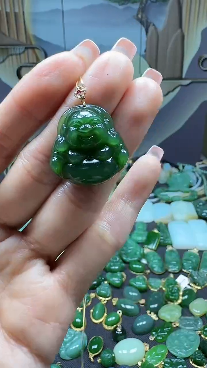 【闪购商品】和田玉吊坠(不含链)18K金镶嵌1