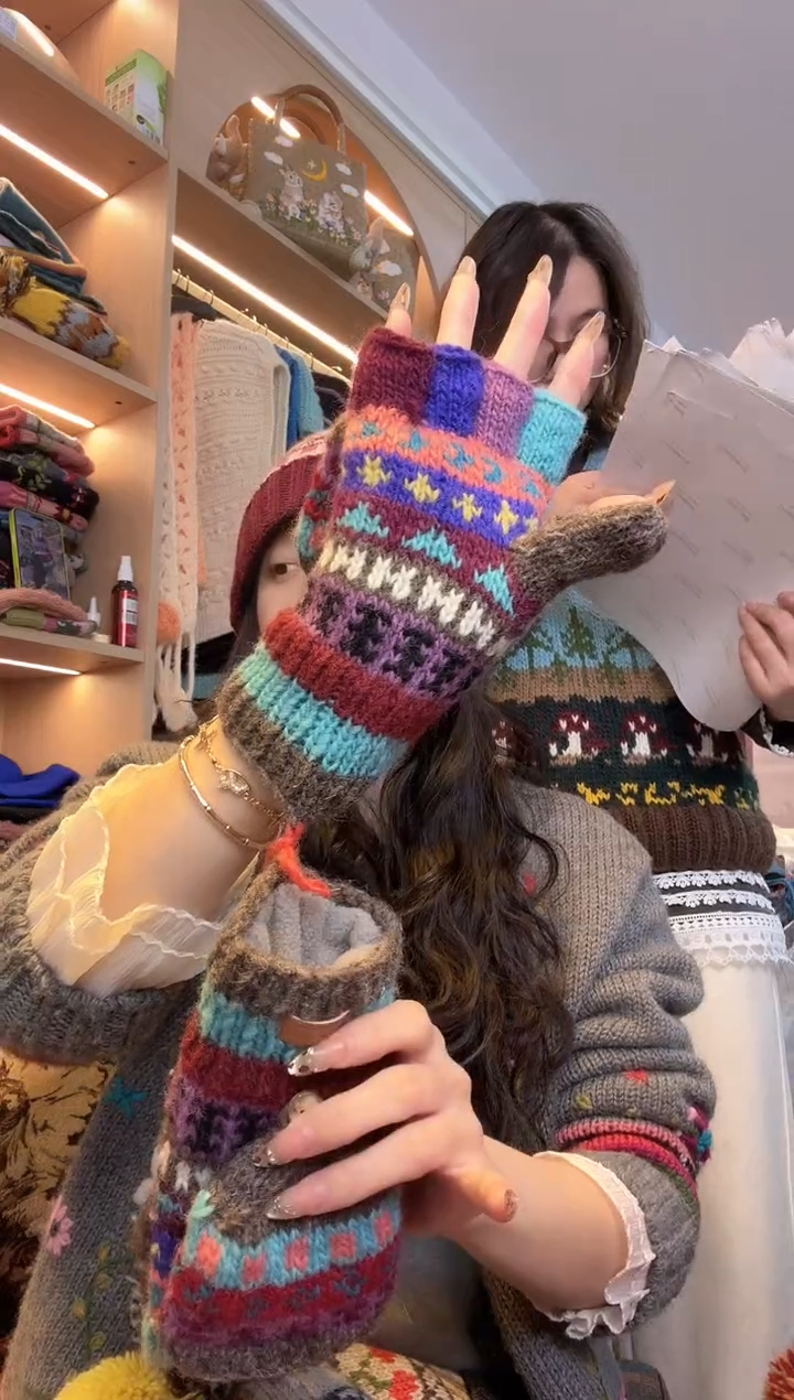 羊毛磨*百羊毛五指手套B197