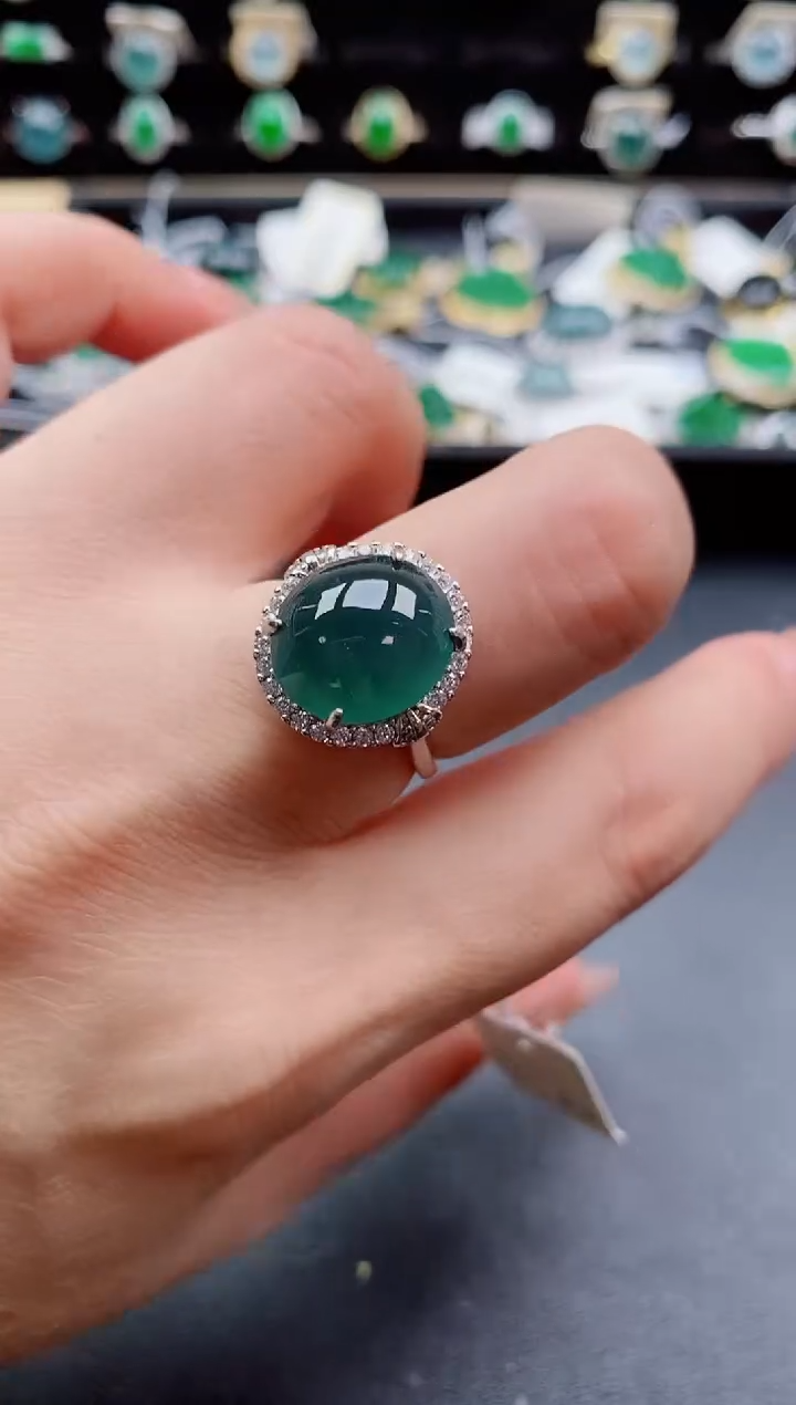 银S925镶嵌戒指翡翠1