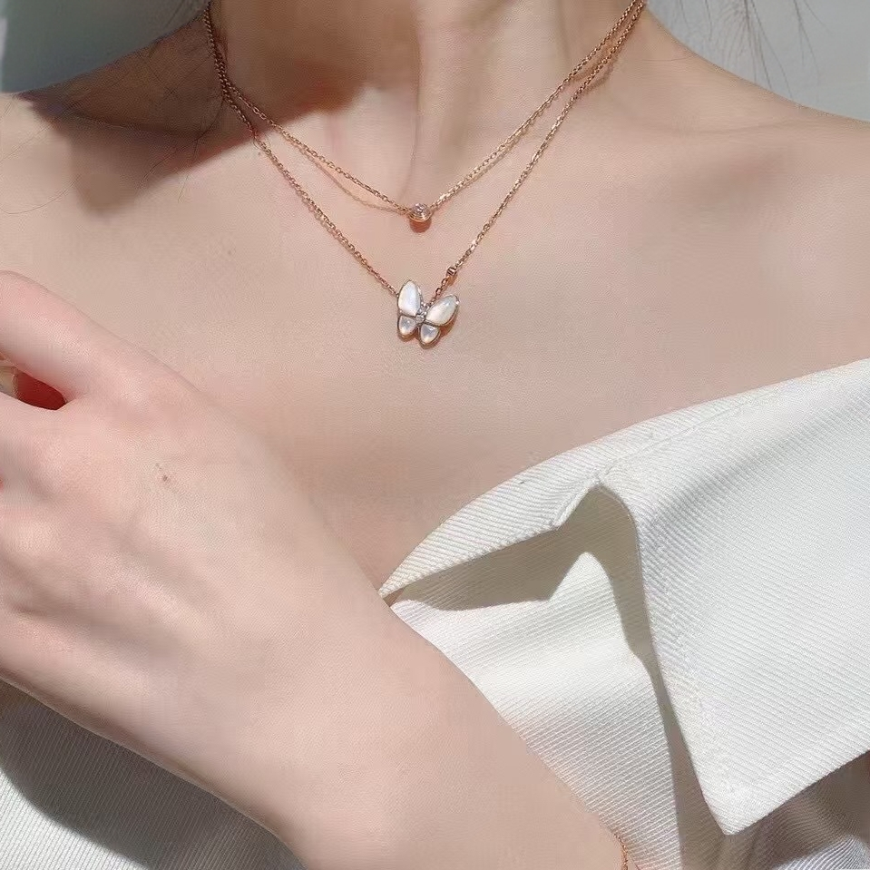 钛钢锆石项链 轻职风10cm以下简约日韩坠链珠宝蝴蝶结温柔女