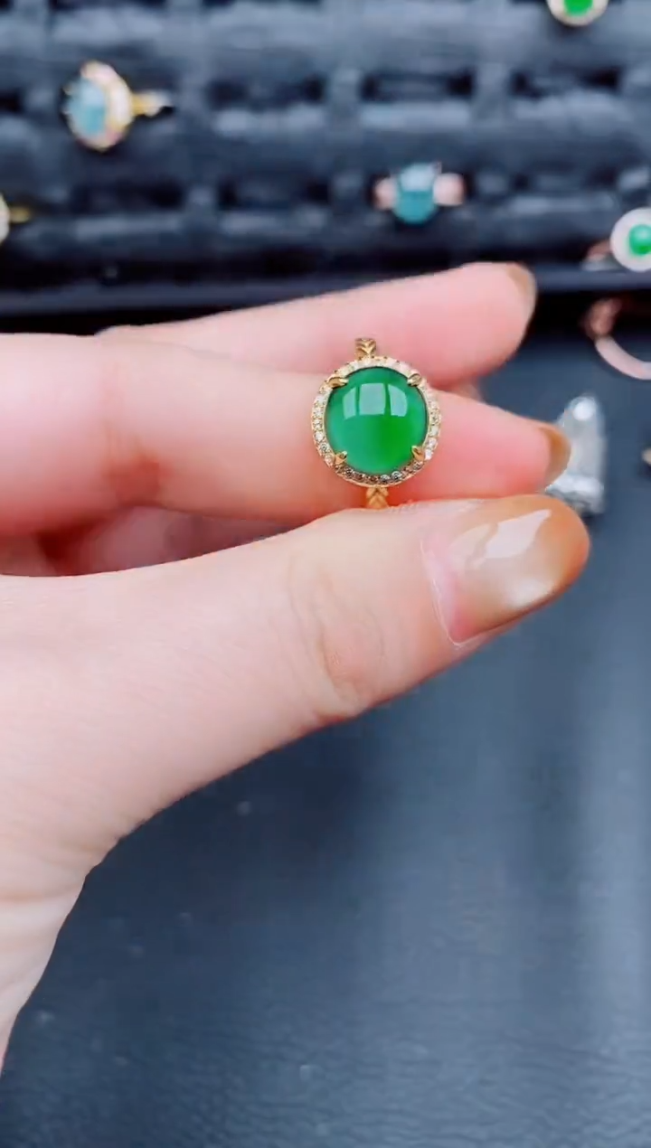 【闪购商品】翡翠戒指银S925镶嵌天然a货翡翠621
