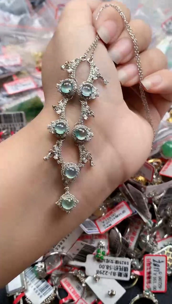 银S925镶嵌戒指翡翠天然A货缅甸翡翠