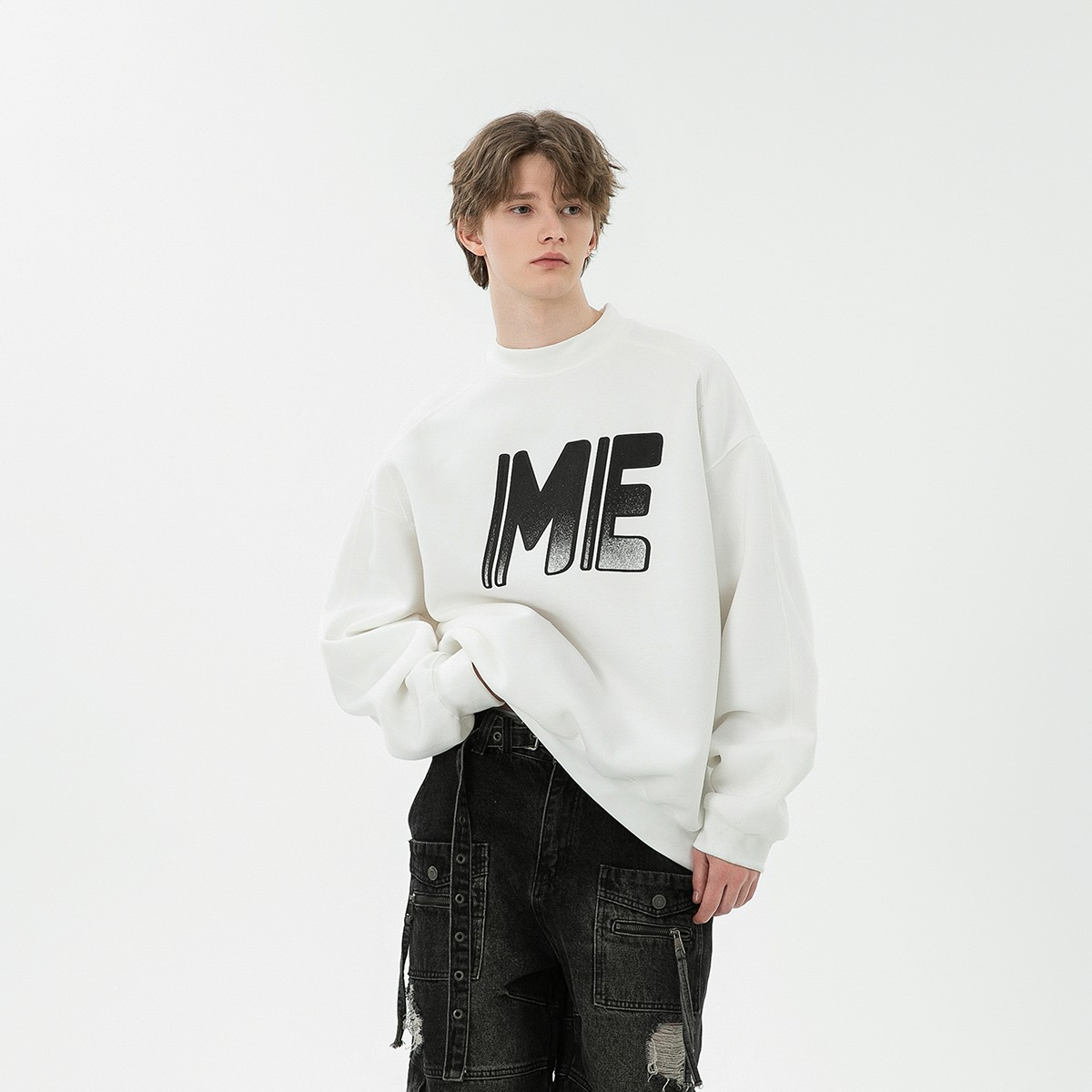 MONOLOGE春季新款虚幻印花设计卫衣男款时尚休闲百搭情侣潮流长袖