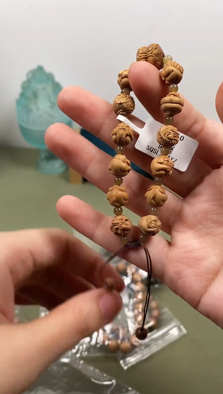 檀香木印度老山檀香精雕十二生肖手链