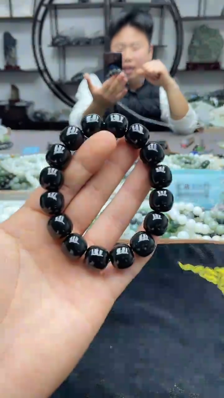 未镶嵌手串和田玉纯天然新疆塔县黑青14老型