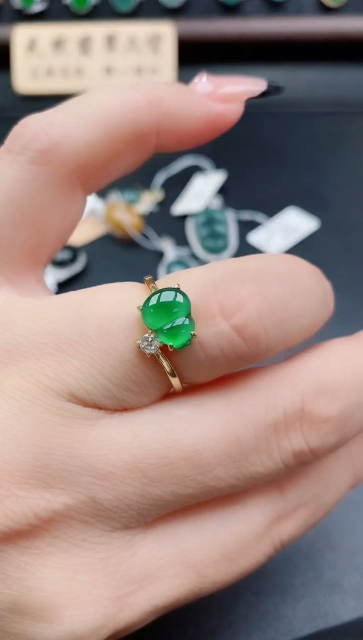 银S925镶嵌戒指翡翠1