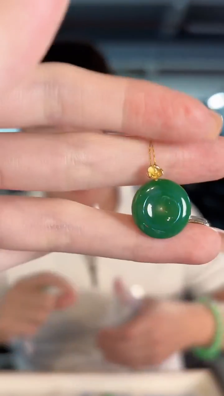 吊坠(不含链)18K金镶嵌翡翠 缅甸A货/支持复检/一件