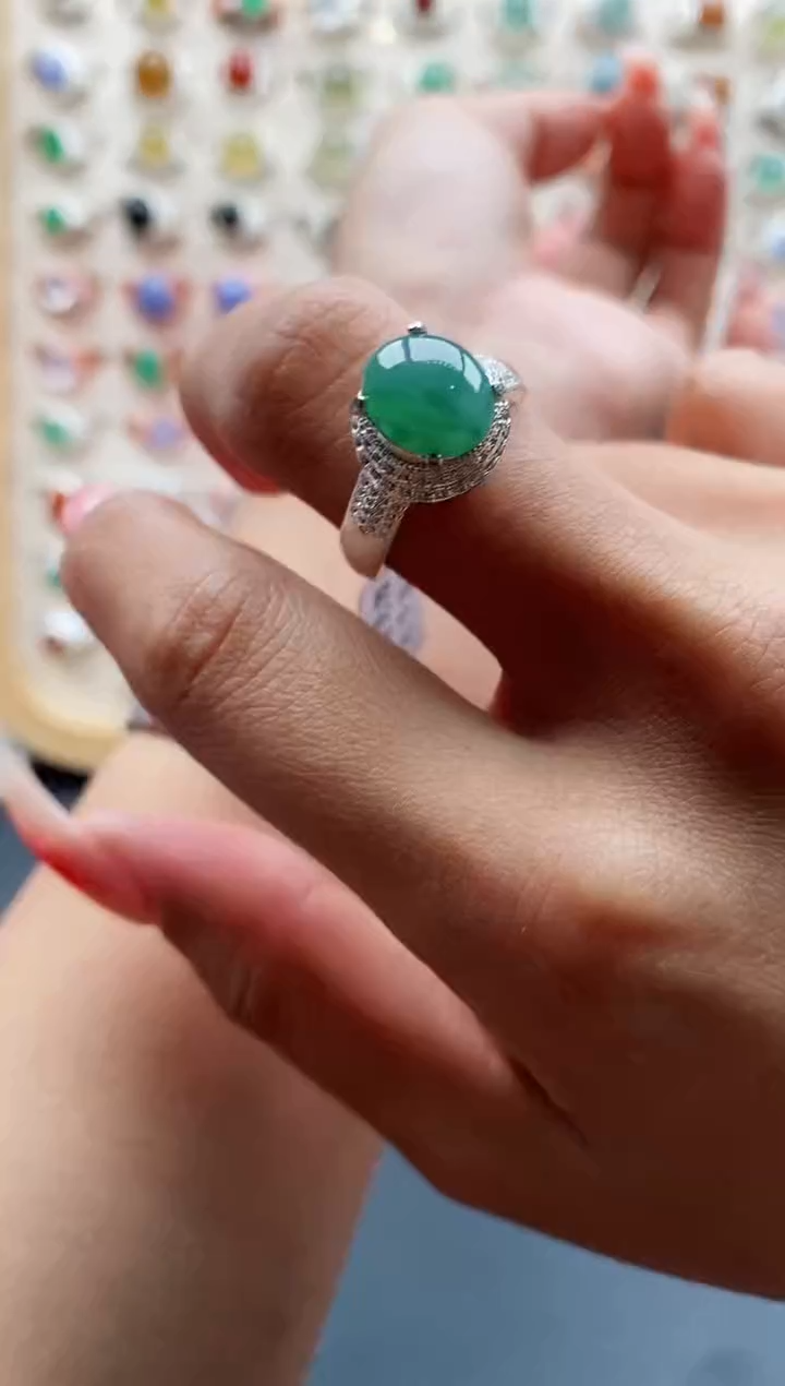 【闪购商品】翡翠戒指未镶嵌缅甸天然A货翡翠555 1+1
