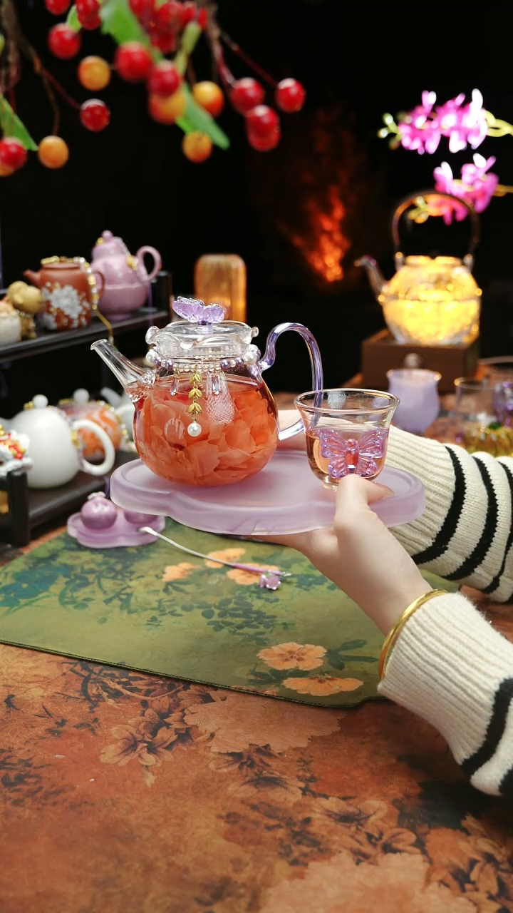 【闪购商品】紫色壶承+茶壶+链子+杯子