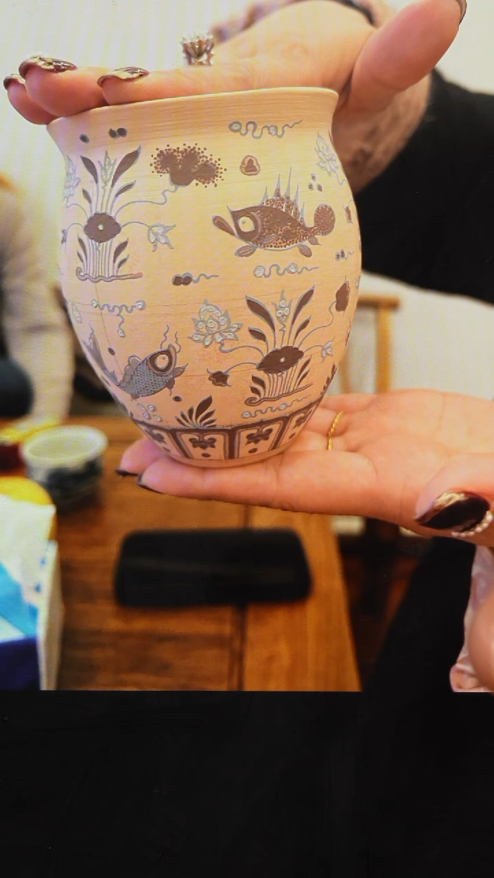 【闪购商品】杯和然窑青花釉里红鱼藻公道订金