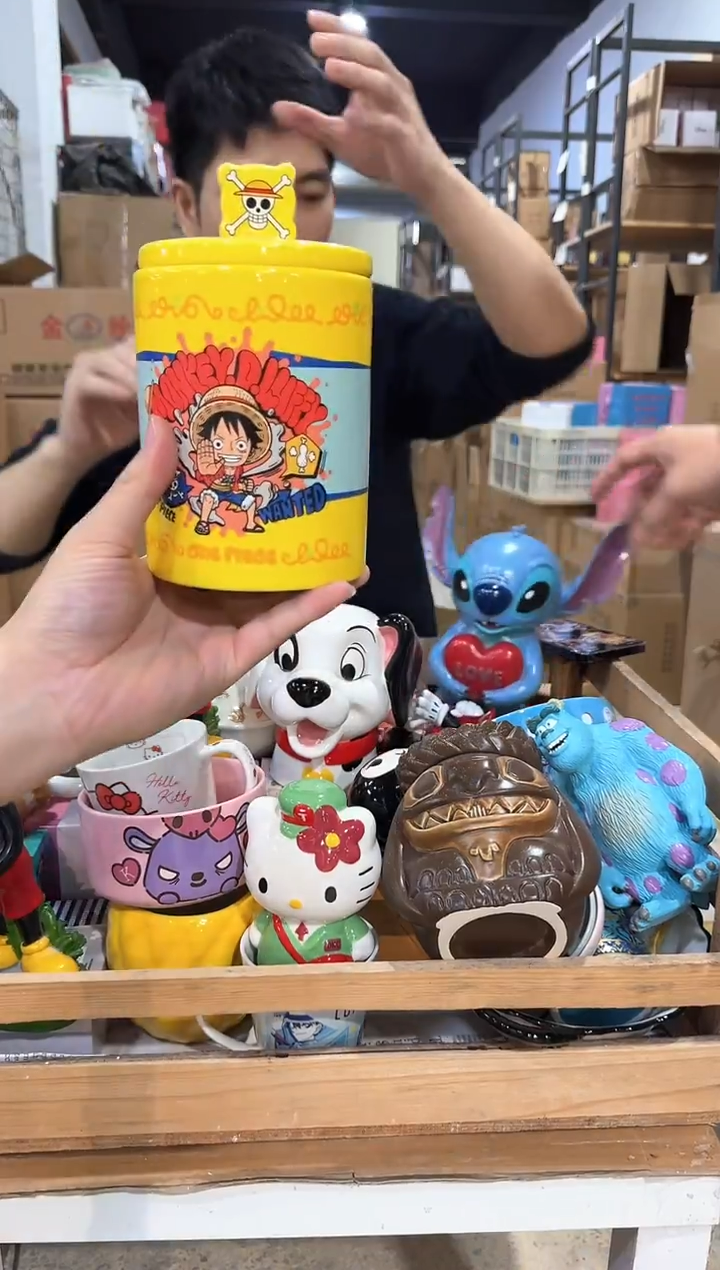 瓷片小号海贼王带盖罐