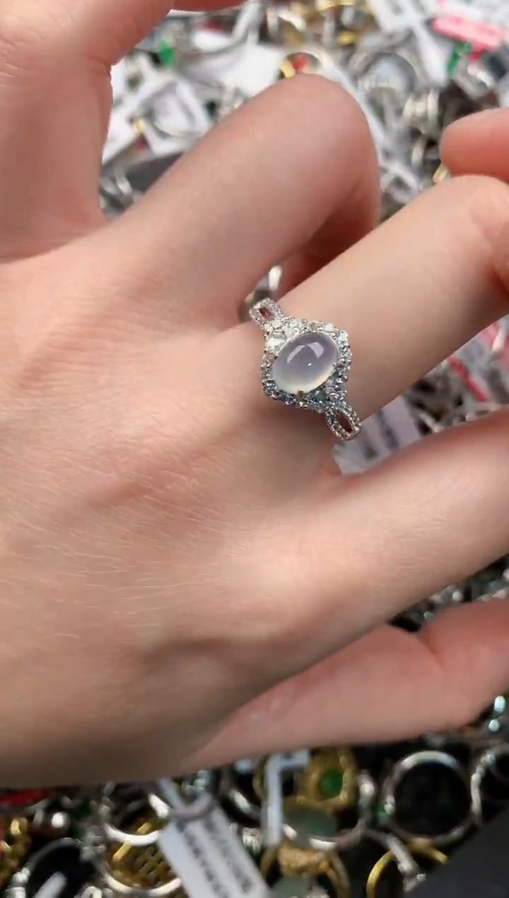 银S925镶嵌戒指翡翠22--9