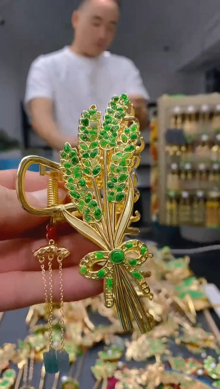 【闪购商品】翡翠耳饰合金72翡翠发簪