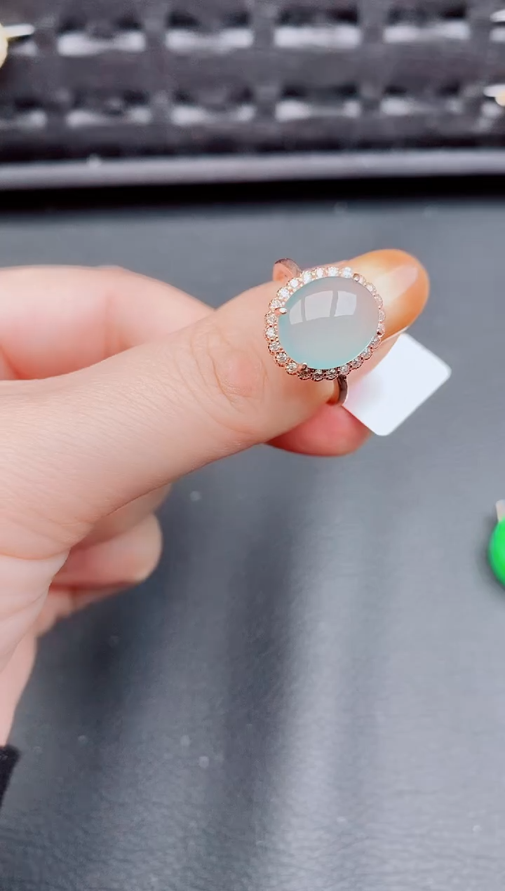 【闪购商品】翡翠戒指银S925镶嵌天然a货翡翠392