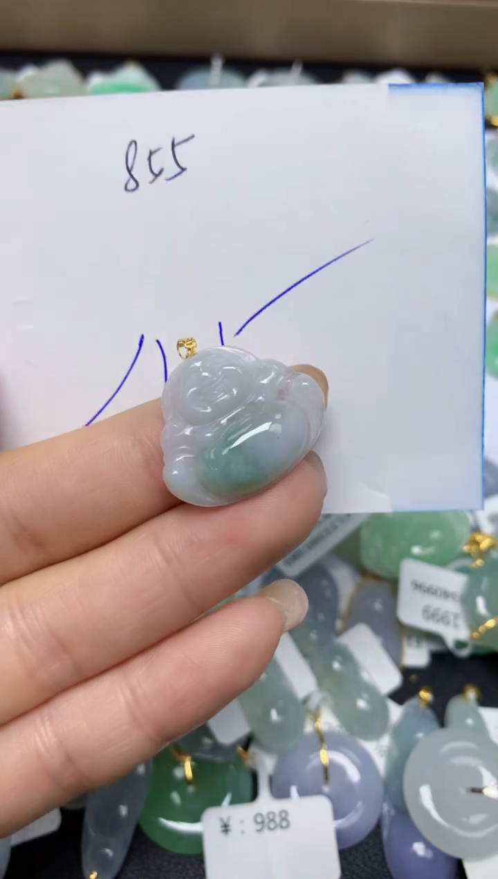 【闪购商品】翡翠挂件18K金镶嵌 天然翡翠A货