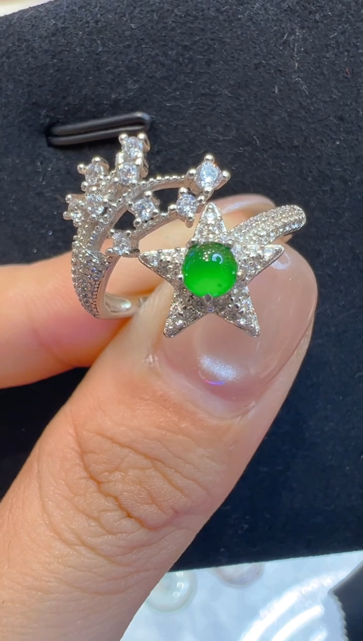 银S925镶嵌戒指翡翠多样性团购发一件