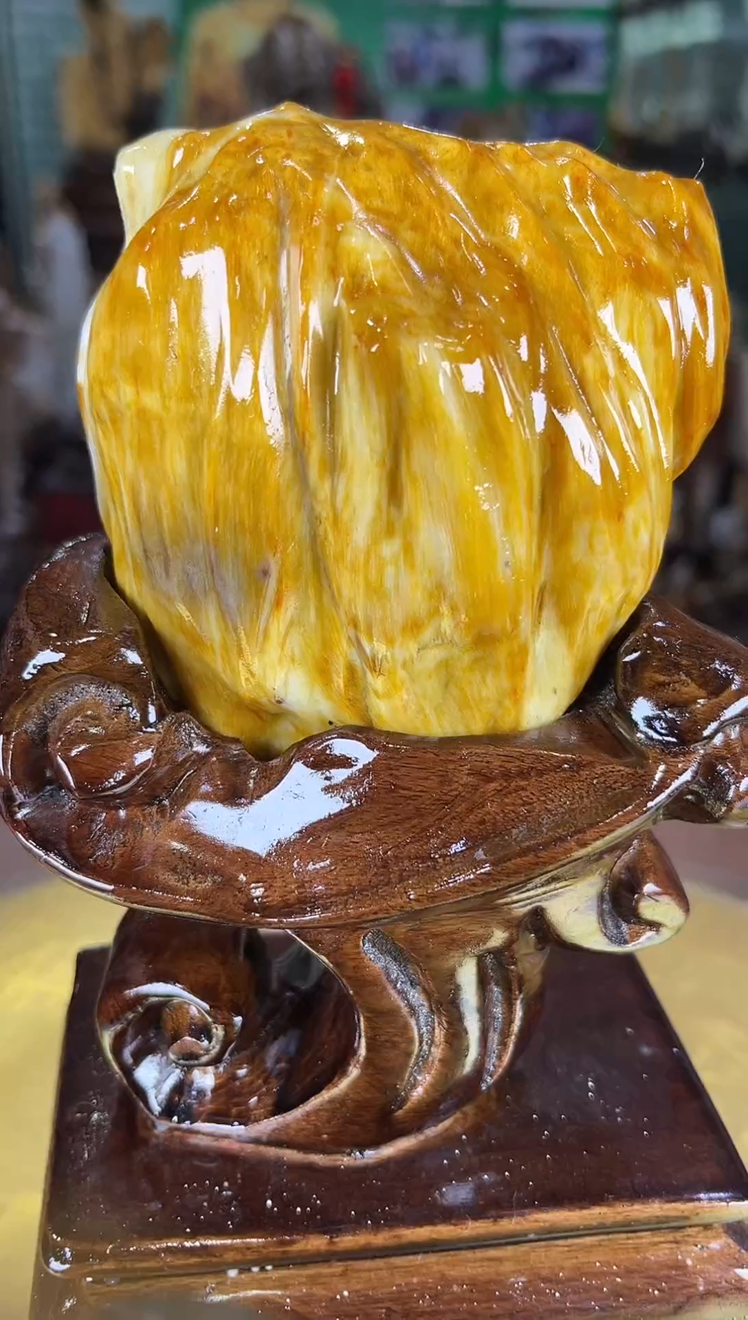 缅甸天然树化玉摆件