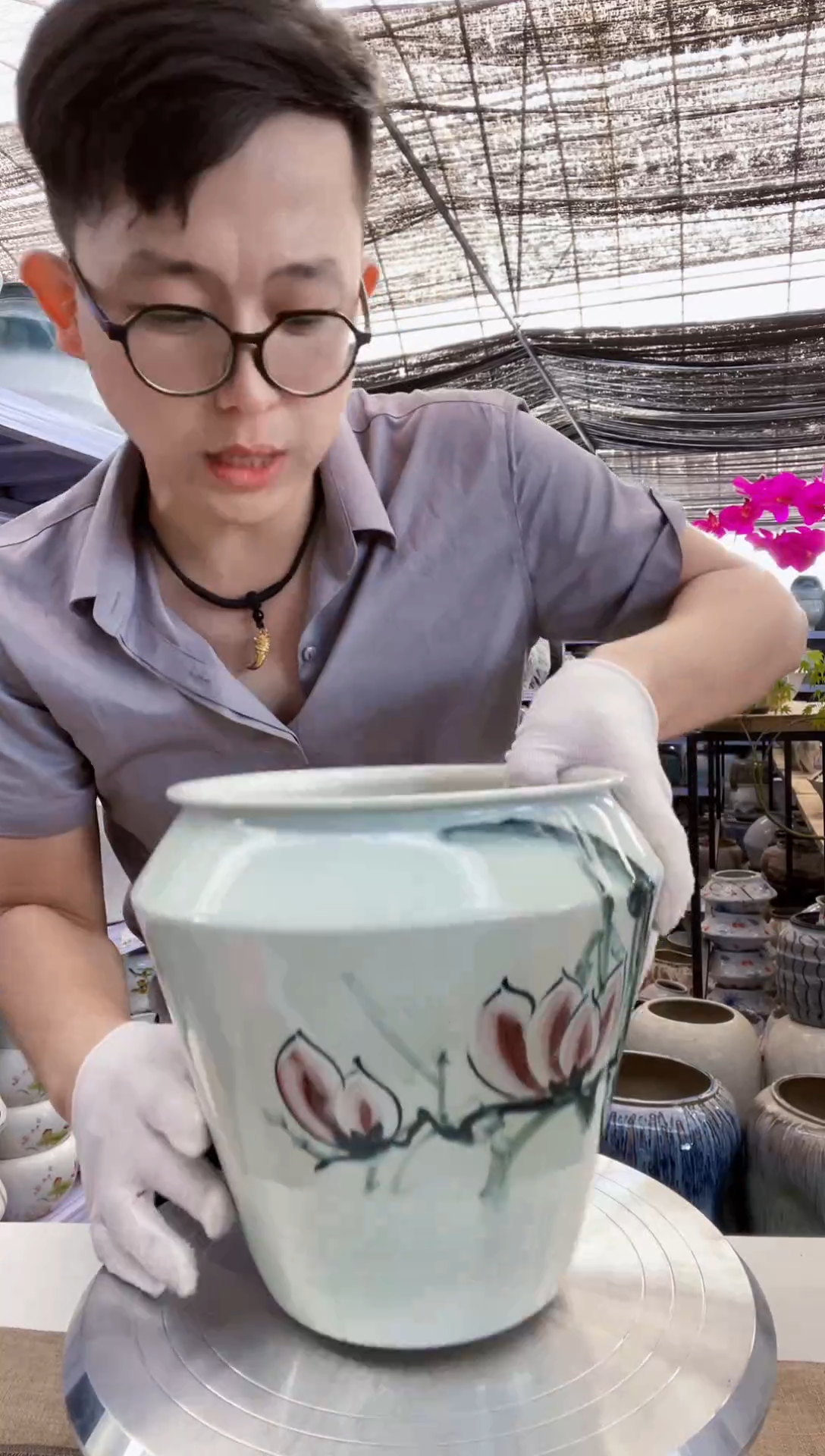 景德镇手工陶瓷花盆