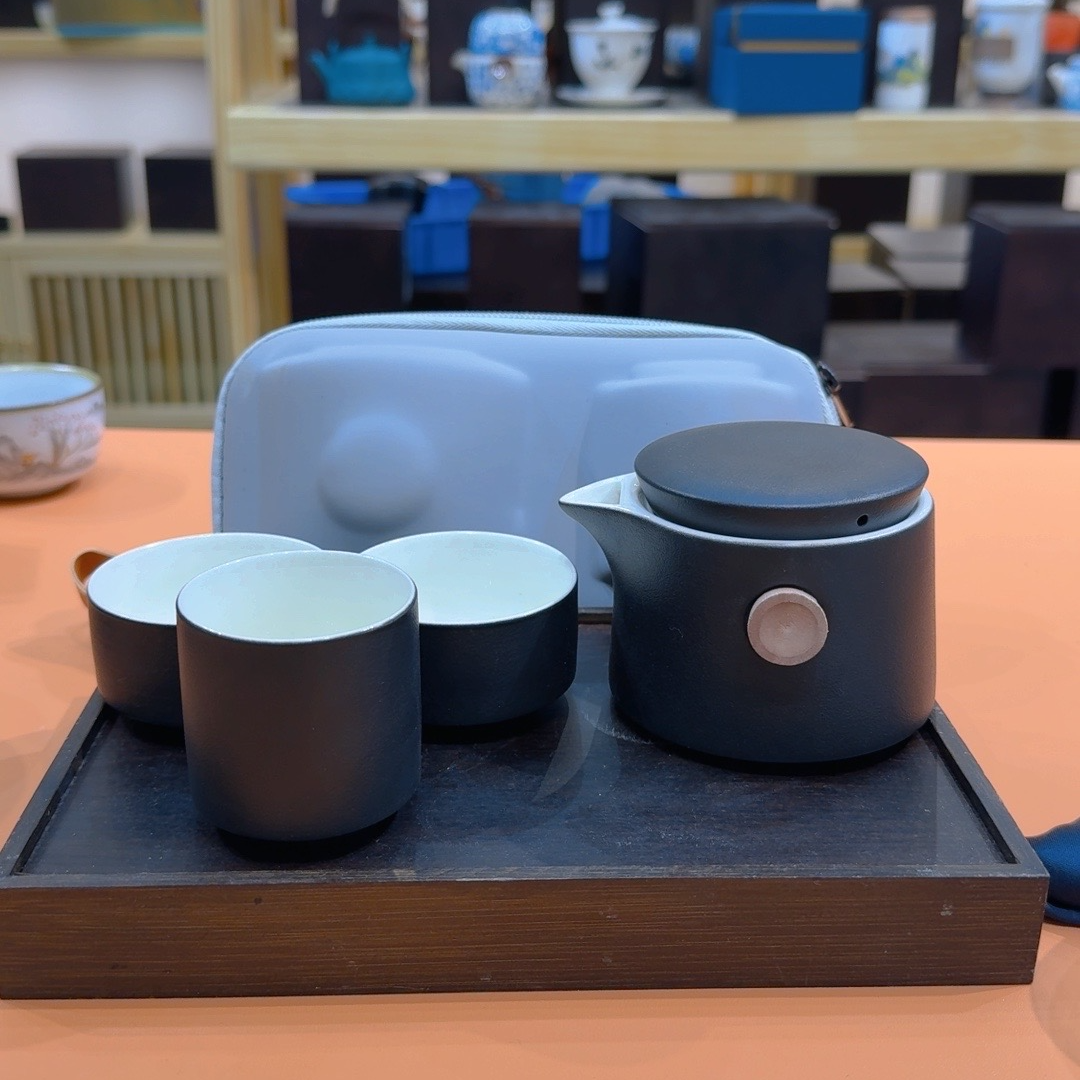 镁泽艺品严选黑色路宝釉旅行茶具福利c29