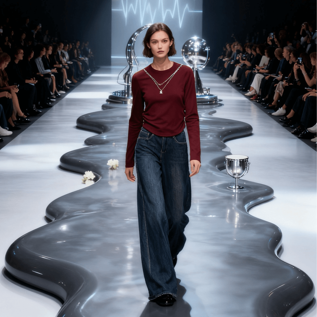 [X.H]原创设计款中高腰A字显瘦宽松阔腿裤加绒加厚微弹女牛仔裤女