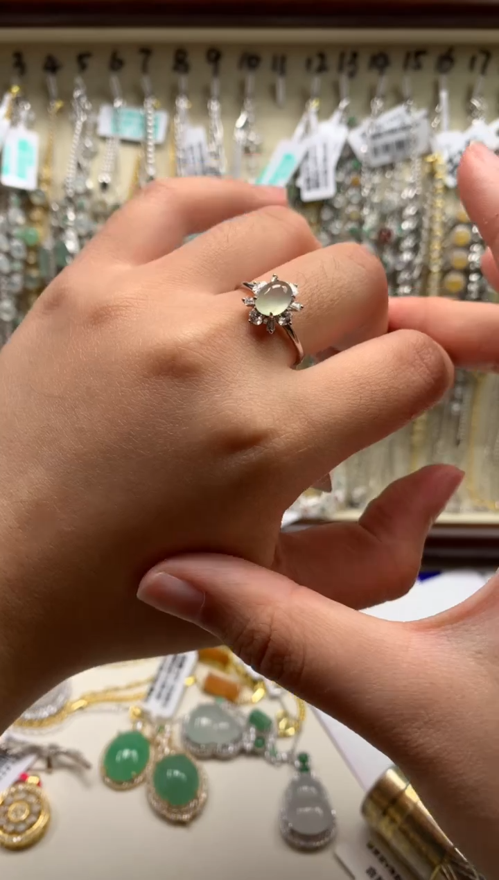 银S925镶嵌戒指翡翠13