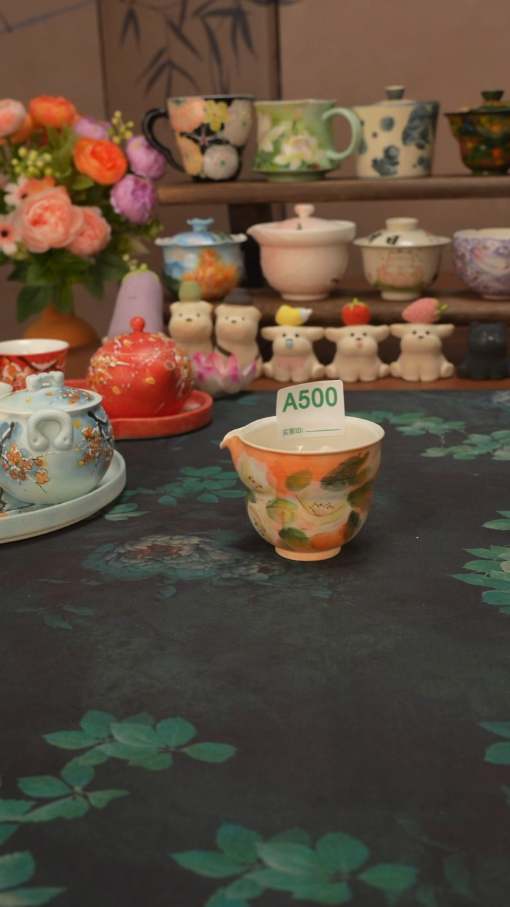 是泥吖  山茶花葫芦公道杯500