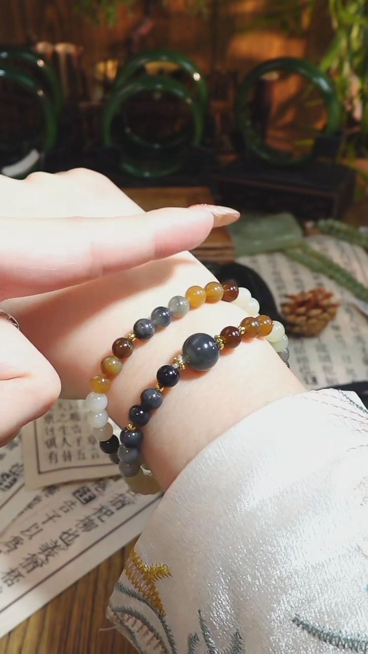 【闪购商品】和田玉手串未镶嵌新疆多宝双圈手串卡6mm