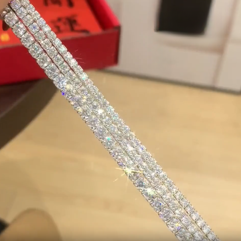 恒美娜 925银莫桑石手链 新款银河满镶排镶手饰轻奢精致简约百搭